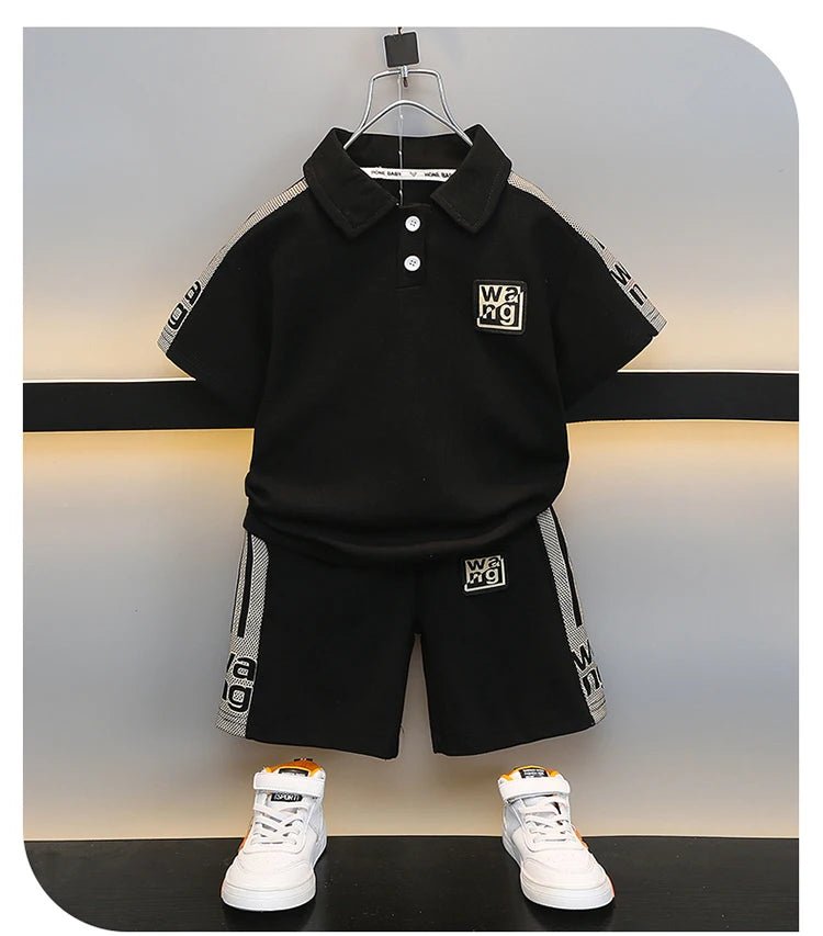Boys Summer Polo Shirt Set New Baby Short-sleeved Two-piece Set Boys Children's Foreign Children's Clothing - Mom & Kids