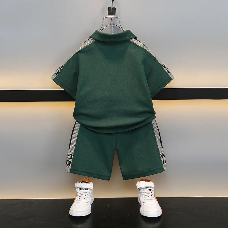 Boys Summer Polo Shirt Set New Baby Short-sleeved Two-piece Set Boys Children's Foreign Children's Clothing - Mom & Kids