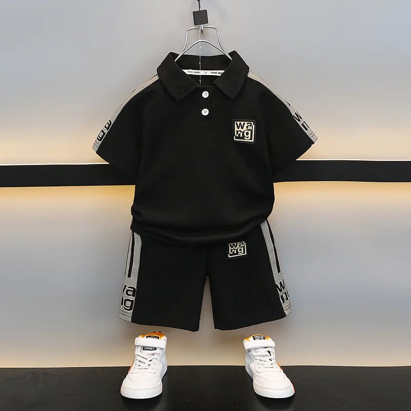Boys Summer Polo Shirt Set New Baby Short-sleeved Two-piece Set Boys Children's Foreign Children's Clothing - Mom & Kids