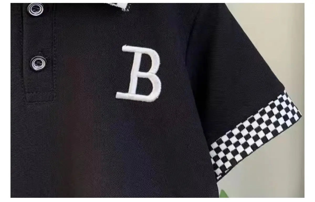 Boys Summer Polo Shirt Set New Children's Fashionable Short sleeved Boys and Babies Summer Clothing Two Piece Set Kids Outfits - Mom & Kids