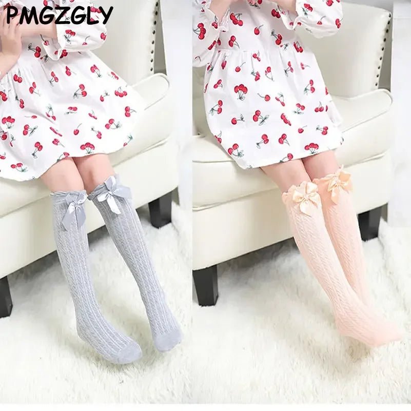 Brand Baby Girls Sockings Knee High with Bows Cute Baby Socks Long Tube Kids Leg Warmers Girl Tights Bow Christmas gift - Mom & Kids