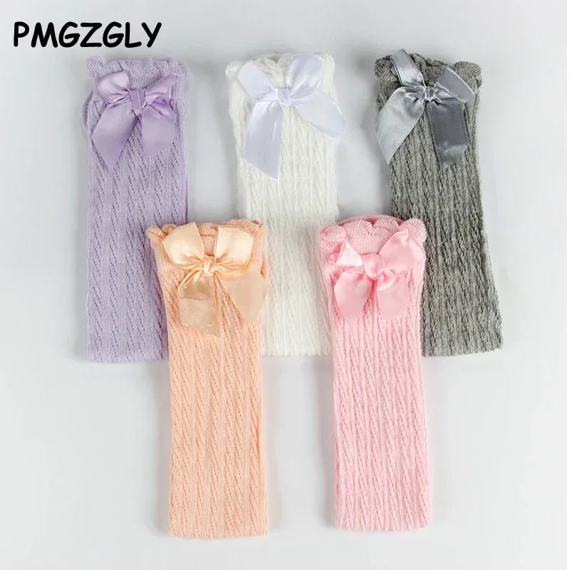 Brand Baby Girls Sockings Knee High with Bows Cute Baby Socks Long Tube Kids Leg Warmers Girl Tights Bow Christmas gift - Mom & Kids