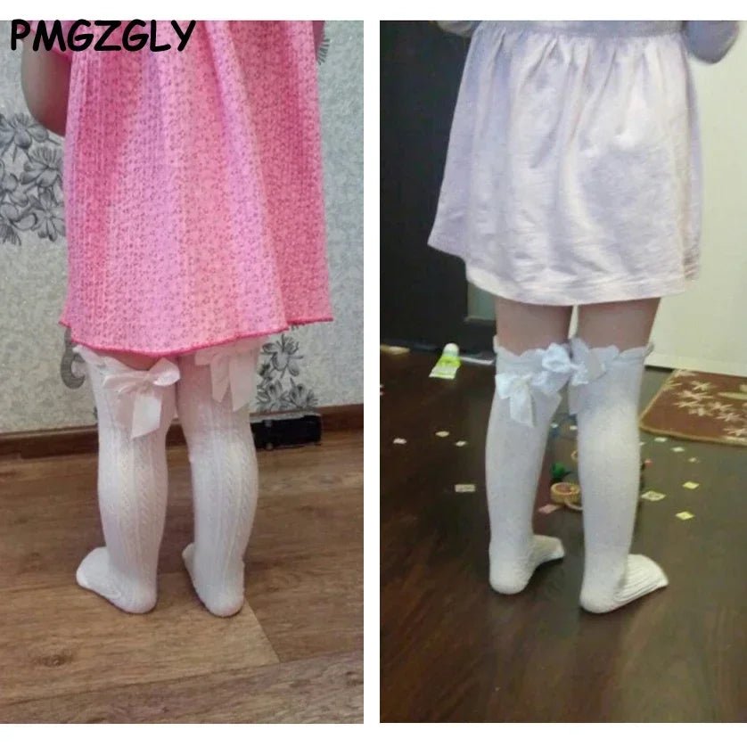 Brand Baby Girls Sockings Knee High with Bows Cute Baby Socks Long Tube Kids Leg Warmers Girl Tights Bow Christmas gift - Mom & Kids