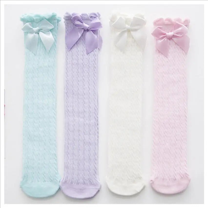 Brand Baby Girls Sockings Knee High with Bows Cute Baby Socks Long Tube Kids Leg Warmers Girl Tights Bow Christmas gift - Mom & Kids