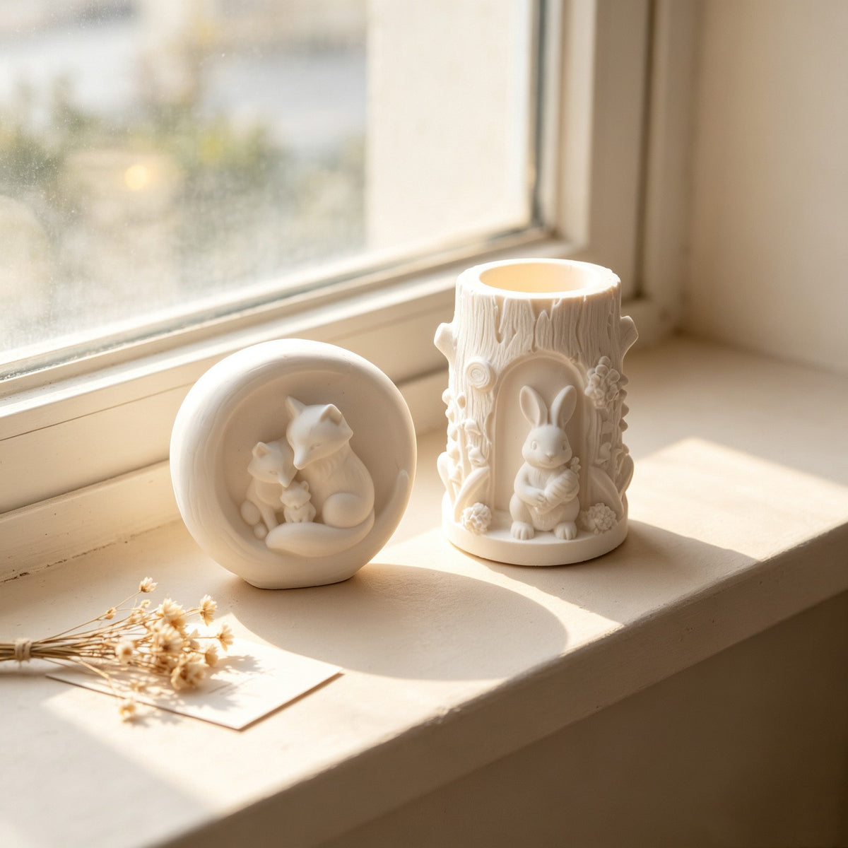 Cross-border new embossed fox candle silicone mold, Easter DIY embossed rabbit wooden stake, plaster candle cup - image 3