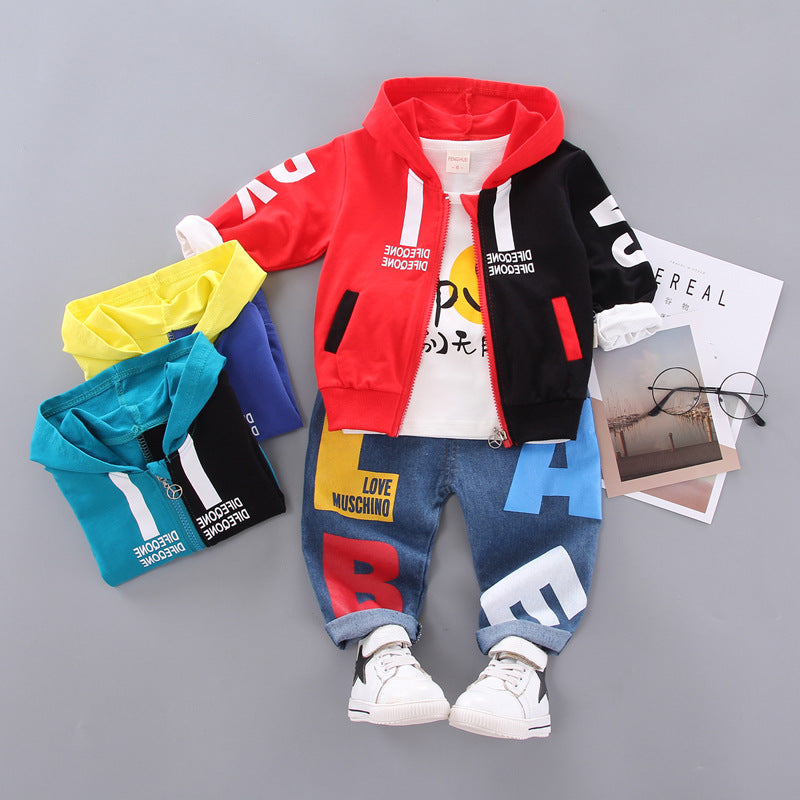 Baby's Spring and Autumn Clothes Boy's Three-Piece Suit Boy's Children's 4 Casual Western-style Clothes Baby Children's…