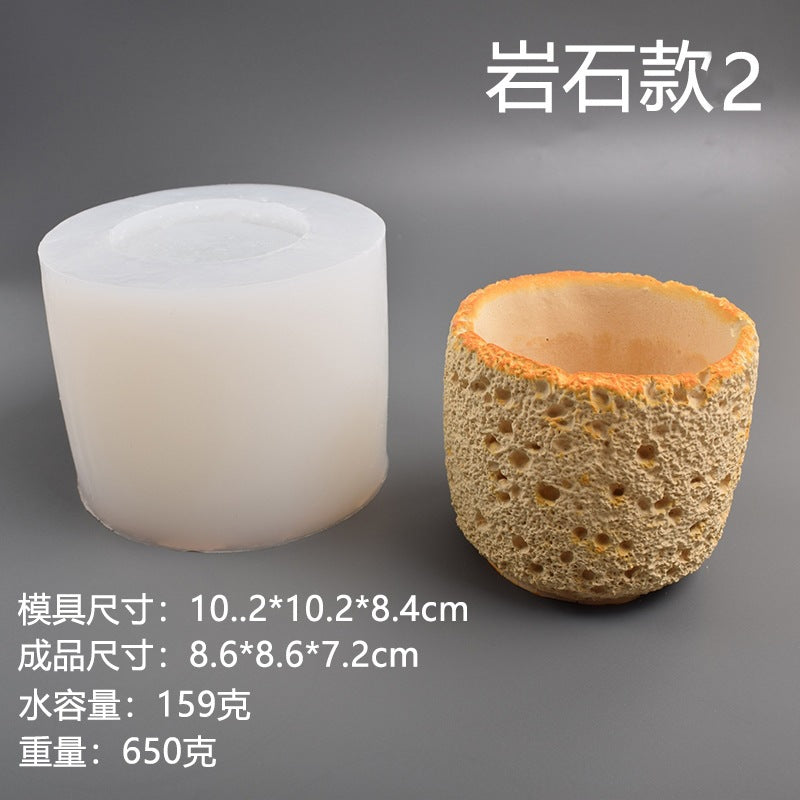 DIY Simulated Aromatherapy Cup Candles, Various Rock Silicone Molds, Chocolate Baking Cement Flower Pot Molds - image 4
