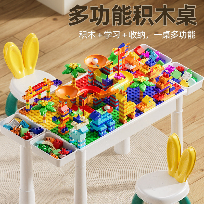Children's Multifunctional Educational Baby Early Education Large Particle Slide Building Block Table Learning Game Table…