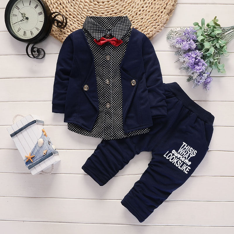 2026 Spring and Autumn New Children's Clothing Infant Gentleman Suit Fake Three-Piece Set for 0-4 Years Old Children…