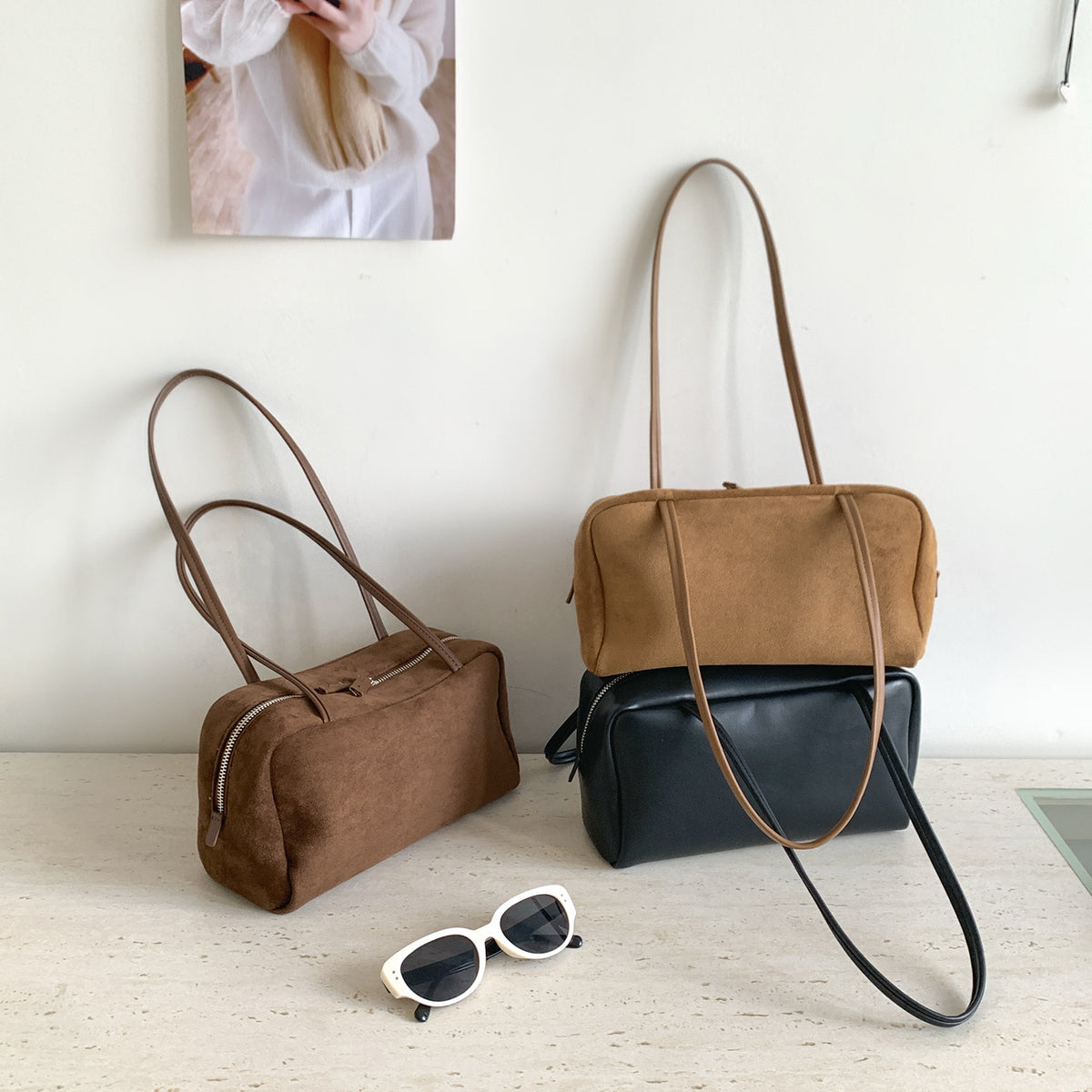 Women's Soft Leather Boston Bowling Bag 2026 Fall/Winter The Row Style Commuting Shoulder Bag Fashionable Versatile…