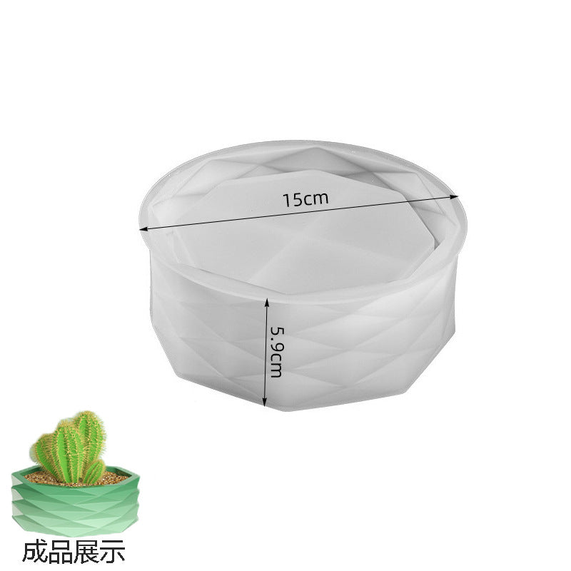 Round stripe origami potted flower pot silicone mold crystal drop glue diy cut diamond storage box wholesale - No. 2…