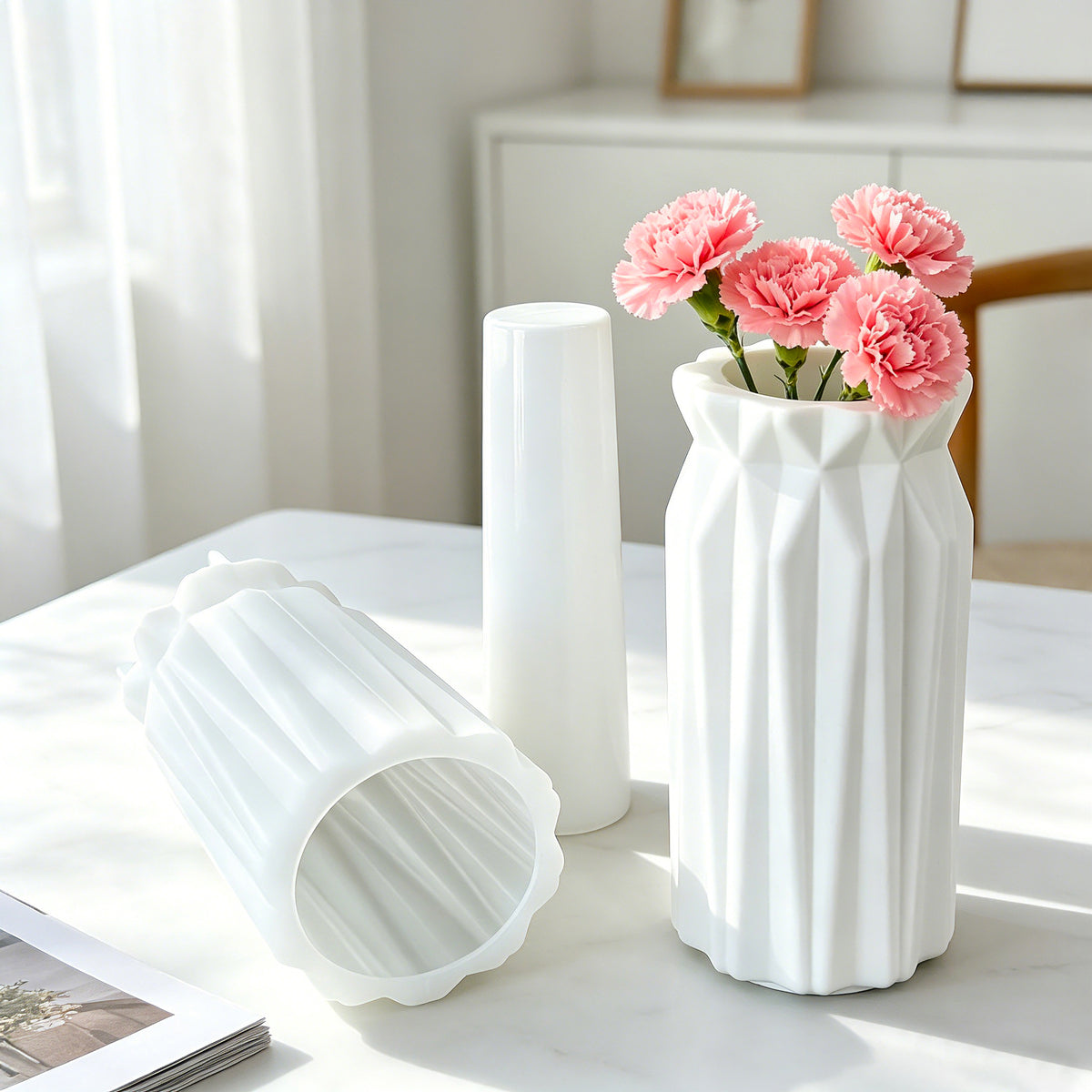 Striped vase silicone mold ins-style living room vase decoration crystal resin vase plaster mold new model - image 3