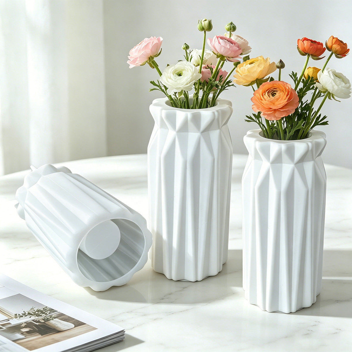 Striped vase silicone mold ins-style living room vase decoration crystal resin vase plaster mold new model