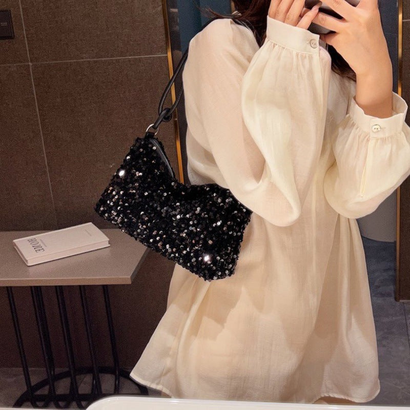 2023 New Summer Style Casual and Stylish Sequined Shoulder Bag Personalized Ins Simple Crossbody Large Capacity Baguette…