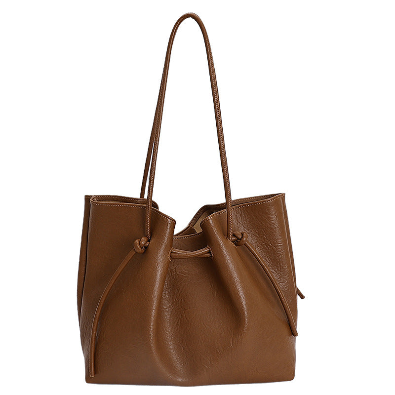 New Style Large-Capacity Bag for Women, Trendy Retro Shoulder Bag, Commuting to Work, Hand-Held Tote Bag Wholesale - Brown1