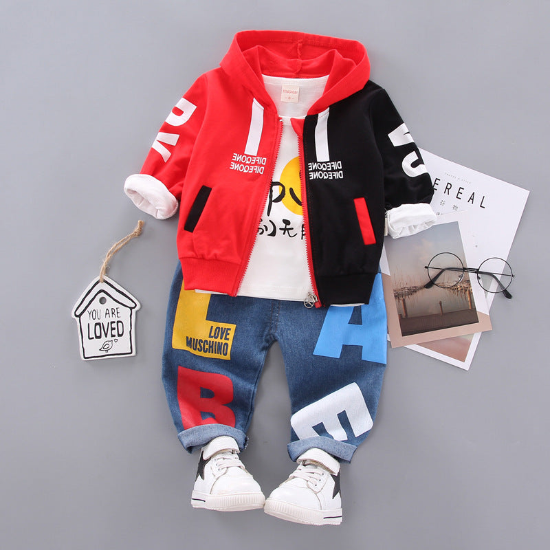 Baby's Spring and Autumn Clothes Boy's Three-Piece Suit Boy's Children's 4 Casual Western-style Clothes Baby Children's…
