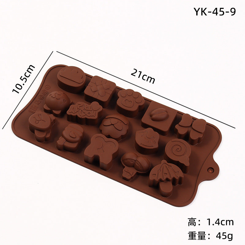 Cross-Border Multi-Style Cartoon Silicone Chocolate Mold Numbers and Letters DIY Baking Mold Fudge Ice Cube Mold - YK-45-9