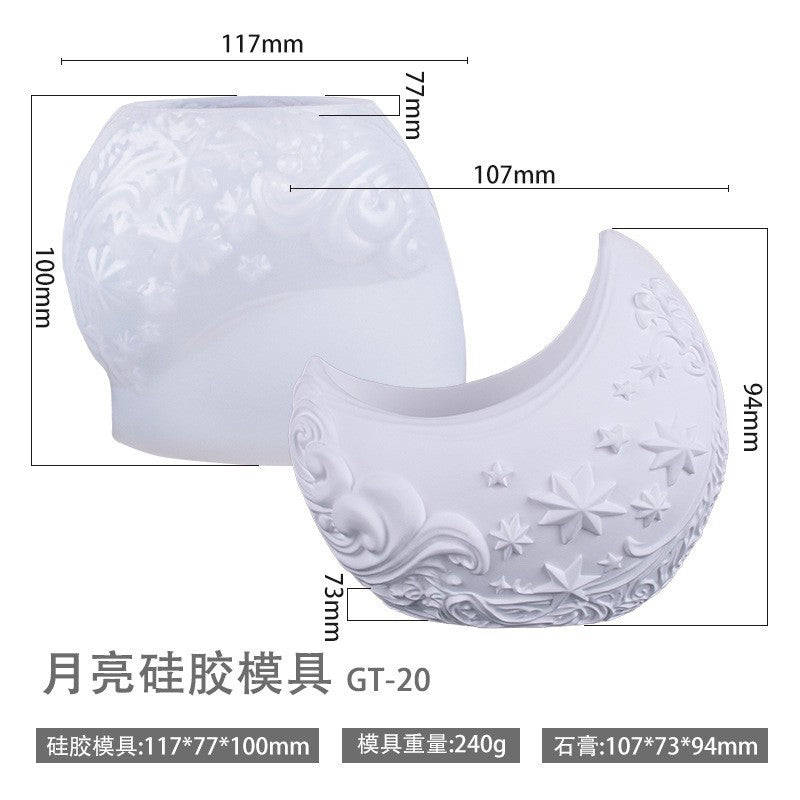 Printed Renaissance Series Cement Gypsum Cup Mold DIY Epoxy Resin Storage Cup Flower Pot Ornament Silicone Mold - Moon…