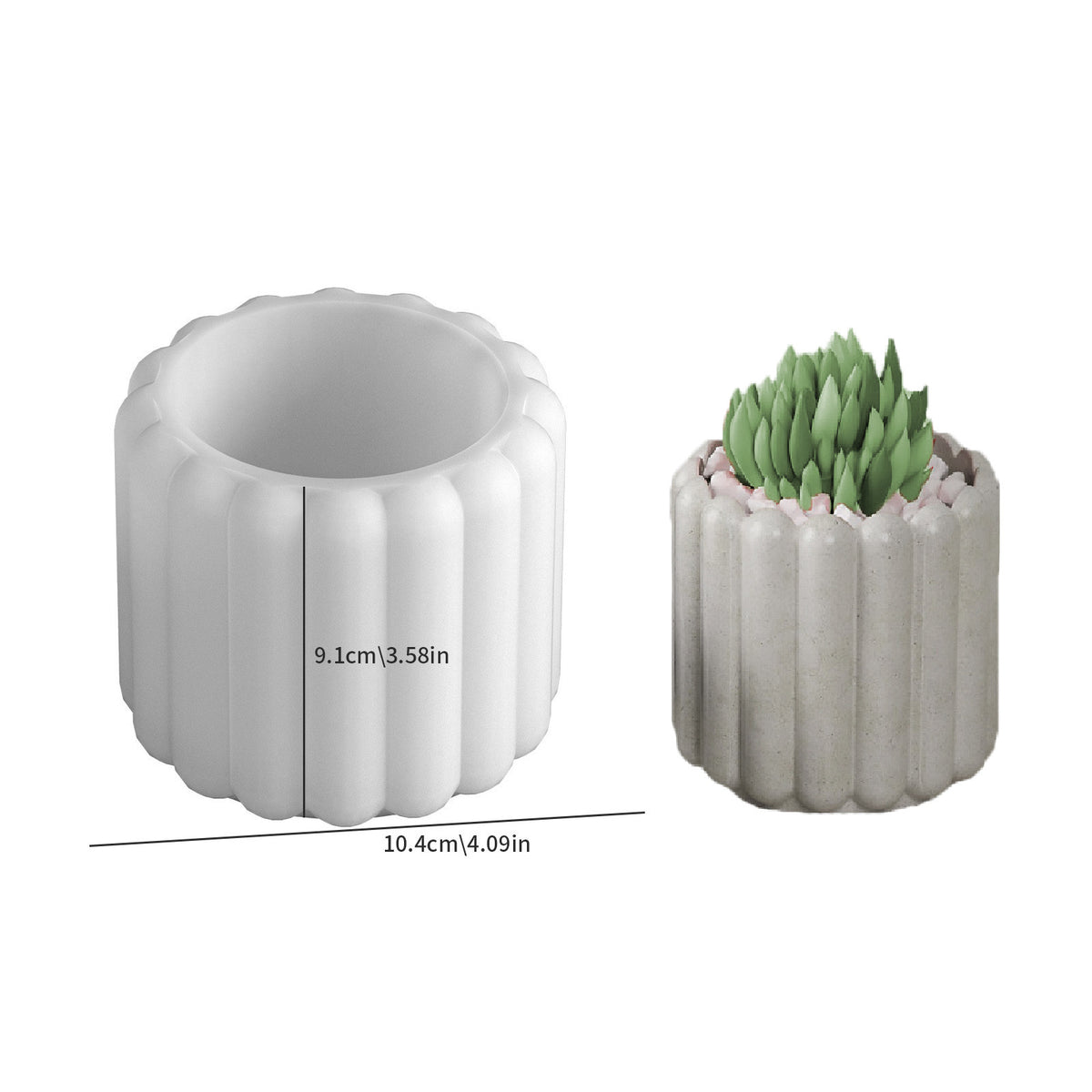 Striped Storage Box Candle Cup Resin Silicone Mold Glue DIY Oval Gypsum Flower Pot Pen Holder Wholesale - Round striped…