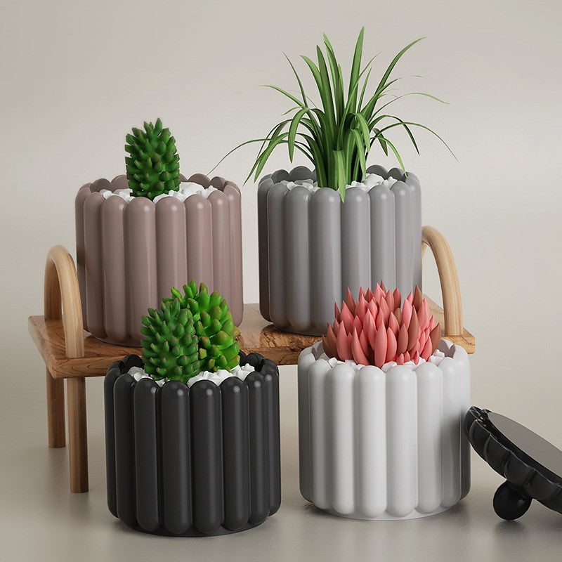 Rectangular smooth stripe oval flowerpot silicone mold crystal drop glue diy diamond surface cylindrical fleshy potted…