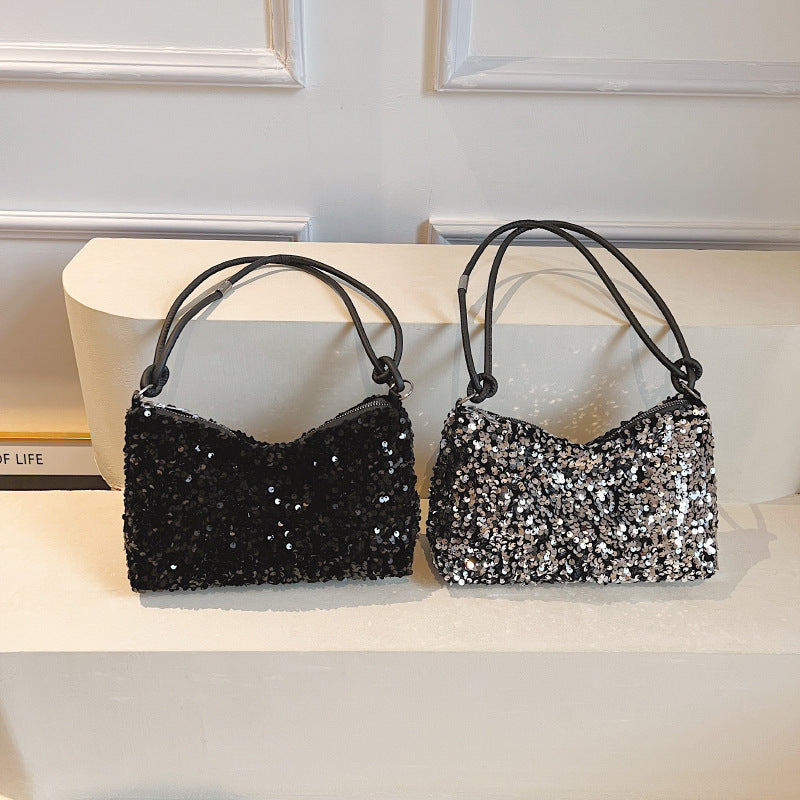 2023 New Summer Style Casual and Stylish Sequined Shoulder Bag Personalized Ins Simple Crossbody Large Capacity Baguette Bag