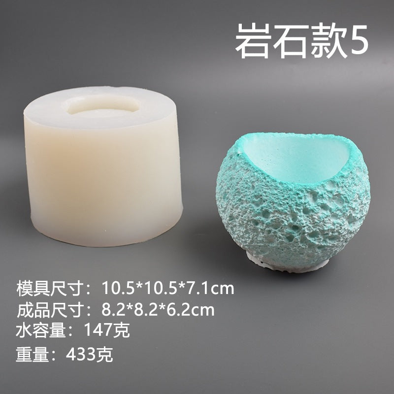 DIY Simulated Aromatherapy Cup Candles, Various Rock Silicone Molds, Chocolate Baking Cement Flower Pot Molds - Rock style 5