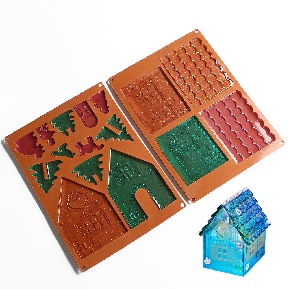 DIY Crystal epoxy mold silicone mold Christmas house Christmas house mold three-dimensional house mold - image 3