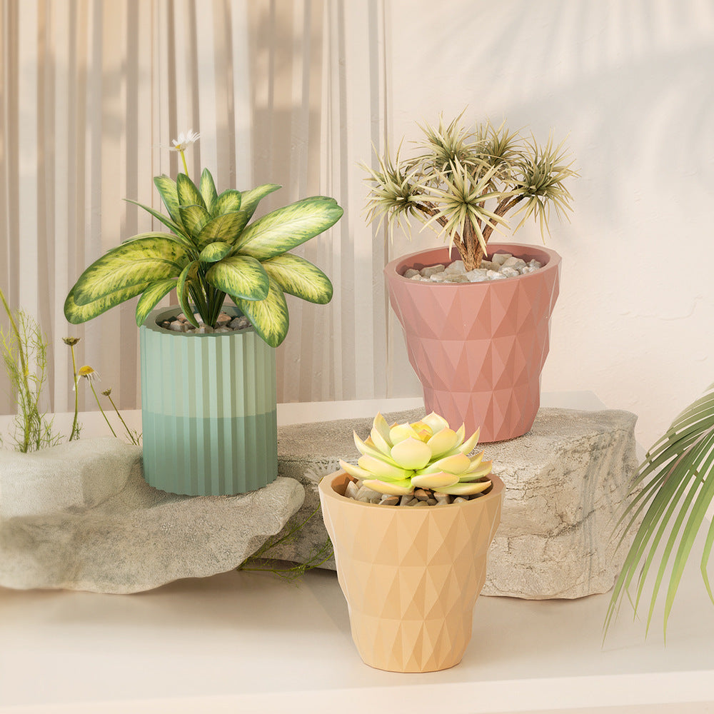Factory in stock large cut surface flowerpot silicone mold crystal drop glue diy striped diamond surface fleshy potted…