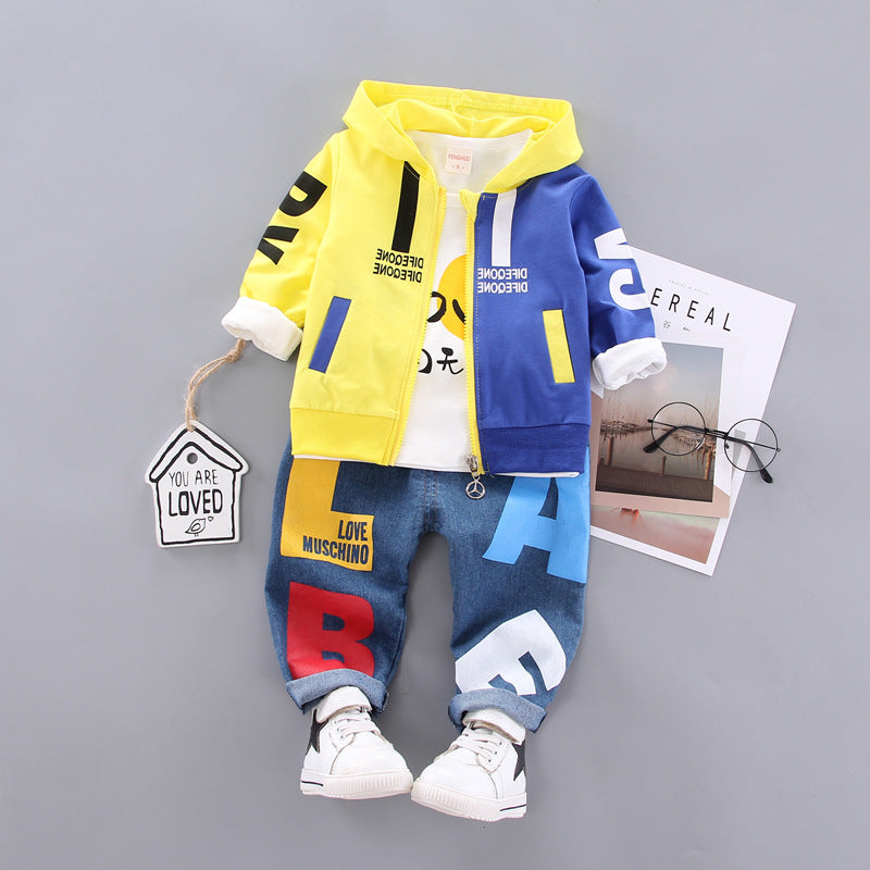 Baby's Spring and Autumn Clothes Boy's Three-Piece Suit Boy's Children's 4 Casual Western-style Clothes Baby Children's…