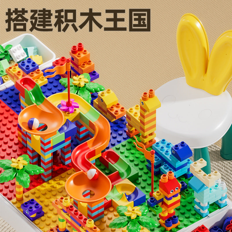 Children's Multifunctional Educational Baby Early Education Large Particle Slide Building Block Table Learning Game Table…