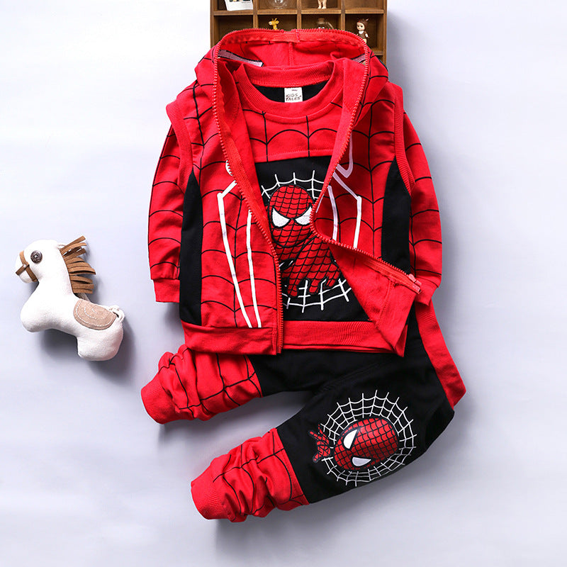 Children's Suit Spring and Autumn Clothing Boys' Sweatshirt Vest Pants Cartoon Three-Piece Set Foreign Trade Boys' Casual…