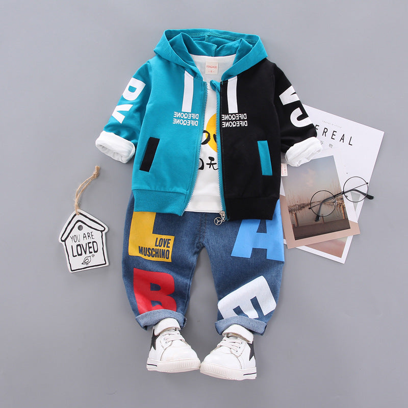 Baby's Spring and Autumn Clothes Boy's Three-Piece Suit Boy's Children's 4 Casual Western-style Clothes Baby Children's…