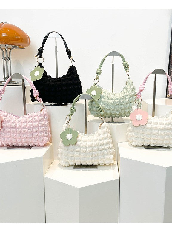 Pleated Large-Capacity Fashionable Korean Casual Bag 2025 Spring New Style Single Shoulder Armpit Bag Cloud Bag Women's Bag
