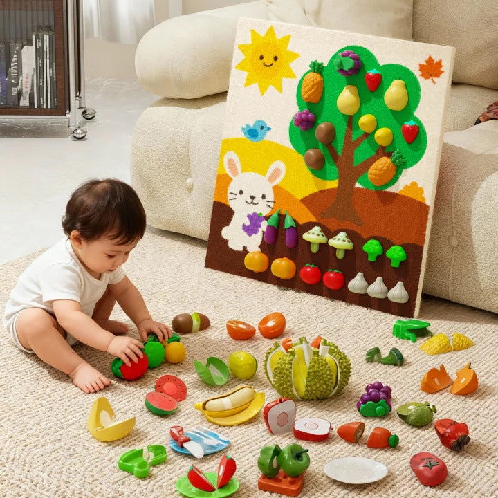 Fruit Cutting Fun Felt Board Busy Board Baby Montessori Early Education Educational Toy Board Fruit Picking Fun Learning…