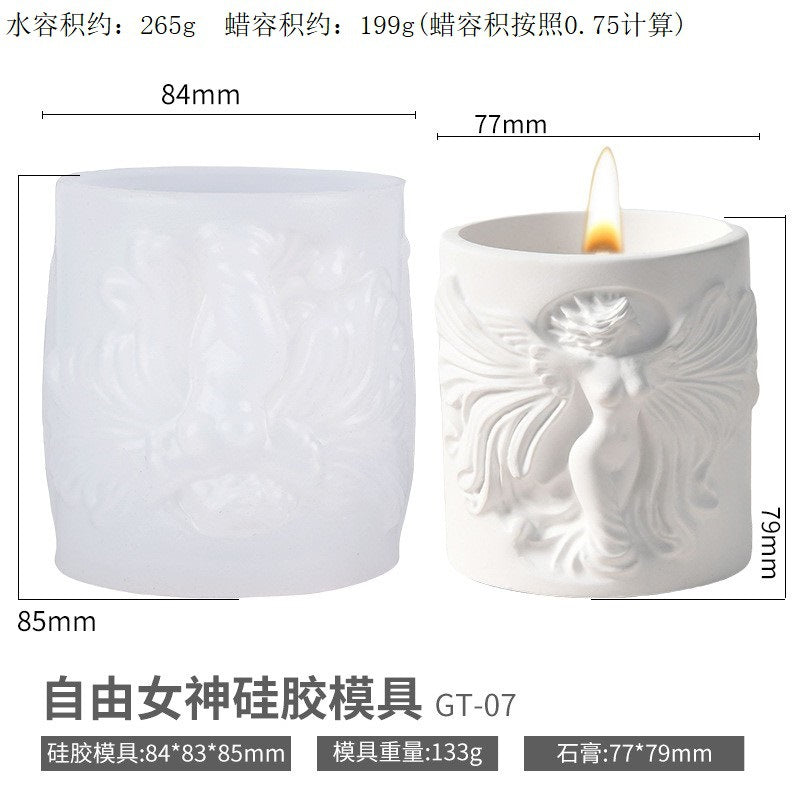 Printed Renaissance Series Cement Gypsum Cup Mold DIY Epoxy Resin Storage Cup Flower Pot Ornament Silicone Mold - Statue of…