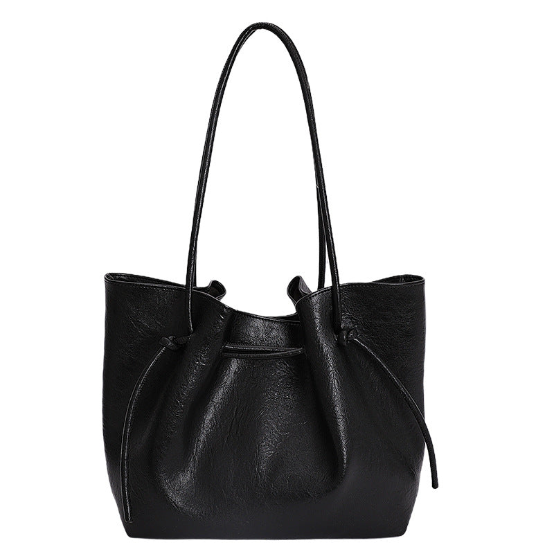 New Style Large-Capacity Bag for Women, Trendy Retro Shoulder Bag, Commuting to Work, Hand-Held Tote Bag Wholesale - black