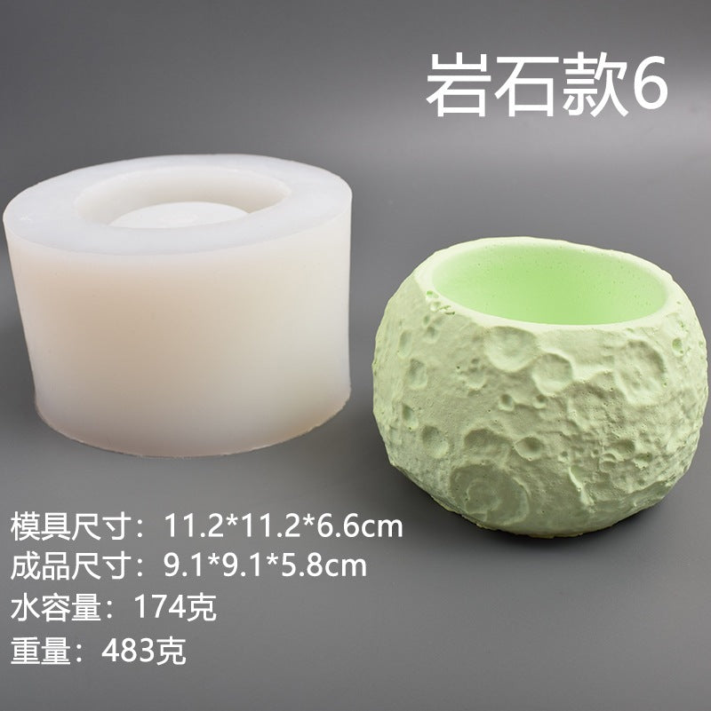 DIY Simulated Aromatherapy Cup Candles, Various Rock Silicone Molds, Chocolate Baking Cement Flower Pot Molds - Rock style 6