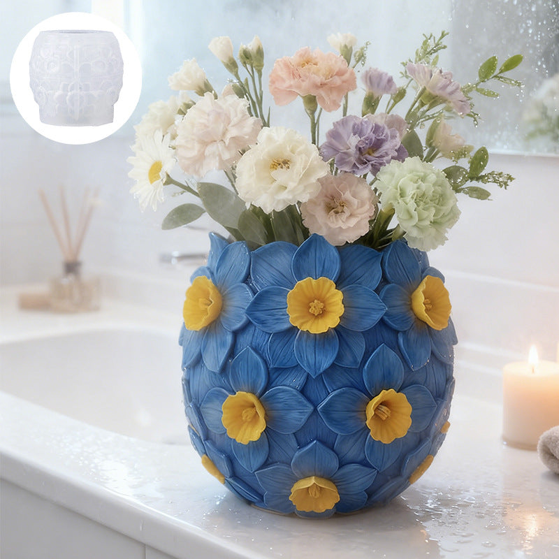 DIY Resin Molds for Scented Candle Cups, Flower Vase Storage, Silicone Molds, Daffodil Plaster Cups, and Molds