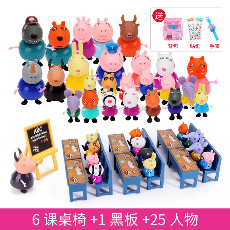 Peppa Pig Toy Play House Double-Sided House Educational Doll for Girls Boys Children's Day Gift - Piggy 25 characters + 3…