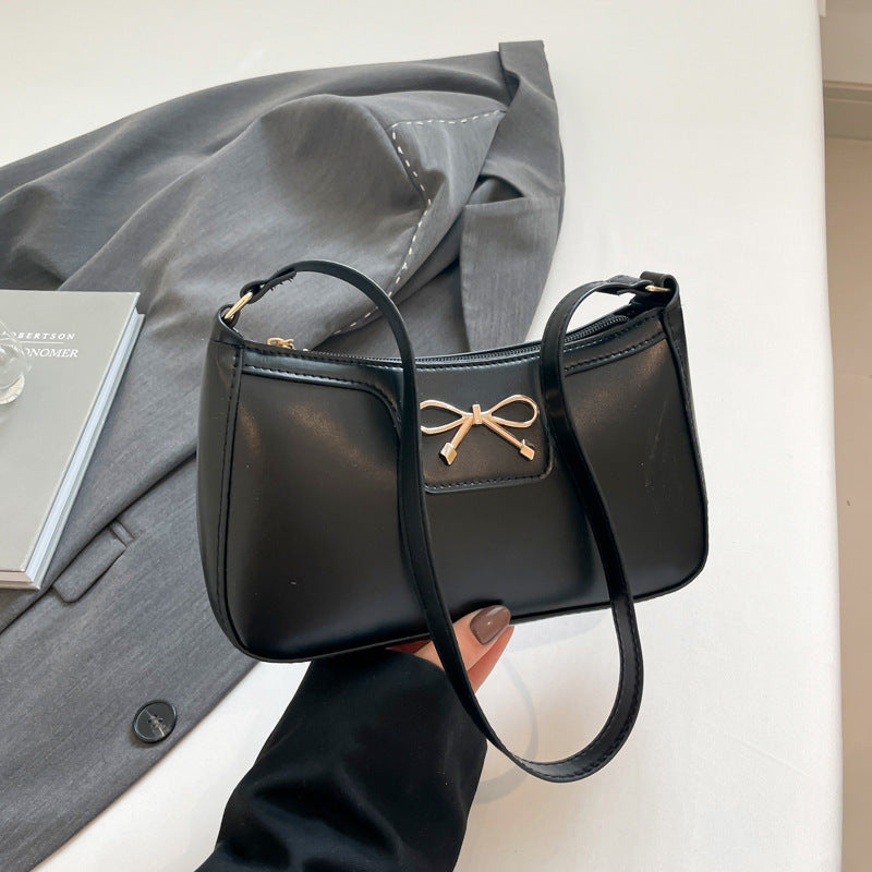 Women's Bag with Fashionable Bow, Solid Color, New Korean Style, Trendy Texture, Stylish Commuter Shoulder Bag, Underarm…