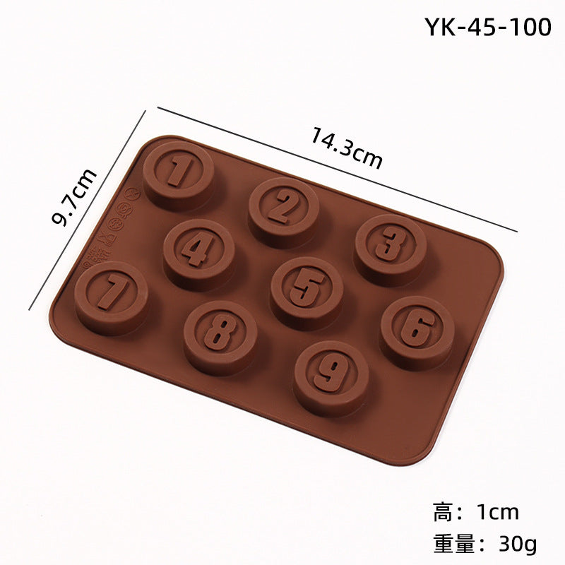 Cross-Border Multi-Style Cartoon Silicone Chocolate Mold Numbers and Letters DIY Baking Mold Fudge Ice Cube Mold - YK-45-100