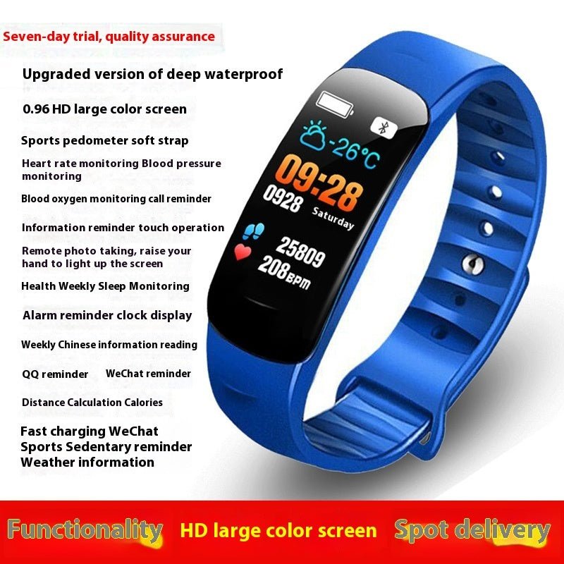 C1 Blood Pressure Heart Rate Waterproof Color Screen Bluetooth Pedometer Sports Watch - Mom & Kids