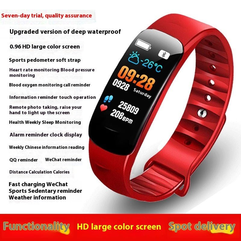C1 Blood Pressure Heart Rate Waterproof Color Screen Bluetooth Pedometer Sports Watch - Mom & Kids