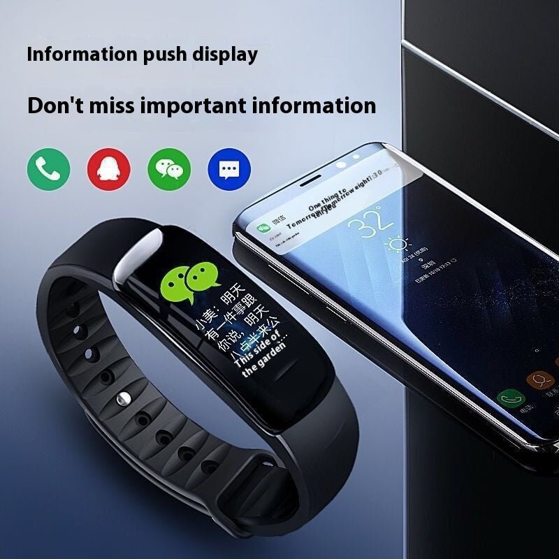 C1 Blood Pressure Heart Rate Waterproof Color Screen Bluetooth Pedometer Sports Watch - Mom & Kids