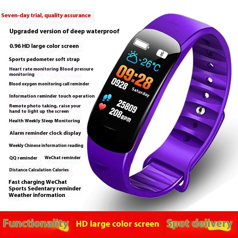 C1 Blood Pressure Heart Rate Waterproof Color Screen Bluetooth Pedometer Sports Watch - Mom & Kids