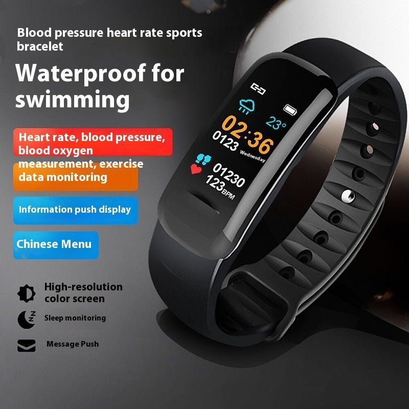 C1 Blood Pressure Heart Rate Waterproof Color Screen Bluetooth Pedometer Sports Watch - Mom & Kids