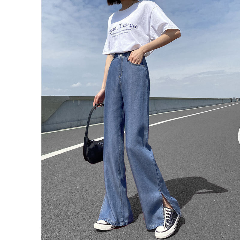 Thin Loose Straight High Waist Wide Leg Pants