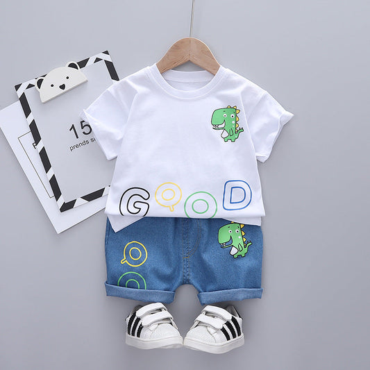 Boys' Short-sleeved Cartoon Casual Suit