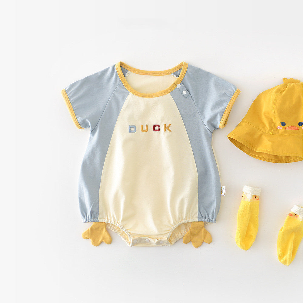 Newborn Contrast Color Short-sleeved Rompers