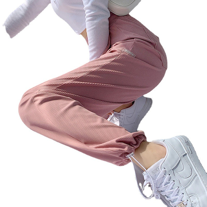 Ice Silk Wide-leg Pants Women's Summer Thin Loose-fitting High Waist